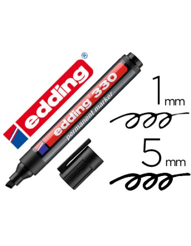 Rotulador edding marcador permanente 330 negro punta biselada 1 5 mm recargable