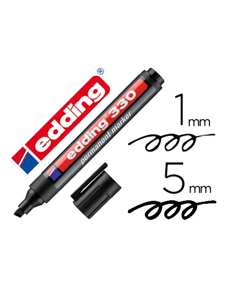Rotulador edding marcador permanente 330 negro punta biselada 1 5 mm recargable
