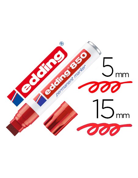 Rotulador edding marcador permanente 850 rojo punta biselada 5 15 mm recargable