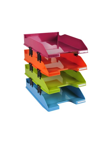 Bandeja sobremesa exacompta plastico arlequin set de 4 unidades colores surtidos 346x254x243 mm