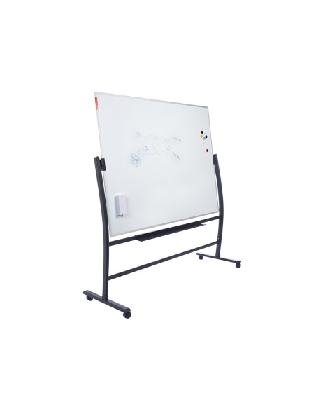 Pizarra blanca rocada lacada magnetica con soporte volteable doble cara 90x120 cm