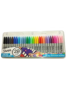 Rotulador sharpie permanente punta fina caja de 28 unidades colores surtidos