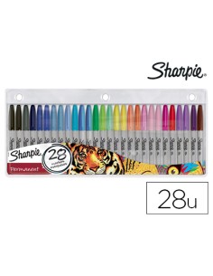 Rotuladores sharpie permanente punta fina blister de 28 unidades colores surtidos