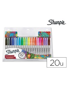 Rotuladores sharpie permanente punta fina blister de 20 unidades colores surtidos