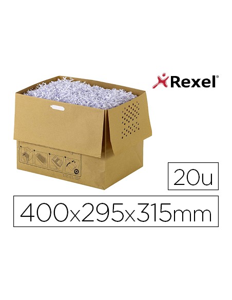 Bolsa de residuos rexel reciclable para destructora auto300x capacidad 40 l pack de 20 unidades 400x295x315 mm Bolsa de residuos rexel reciclable para destructora auto300x capacidad 40 l pack de 20 unidades 400x295x315 mm