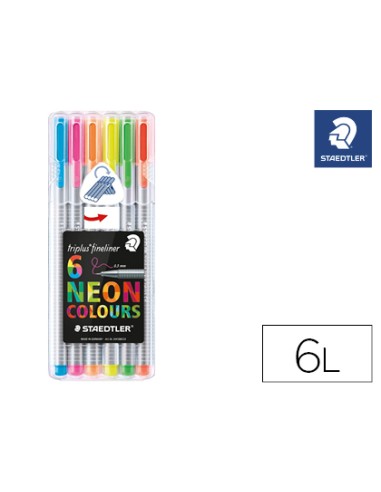 Rotulador staedtler triplus neon colours estuche de 6 unidades colores surtidos