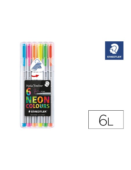 Rotulador staedtler triplus neon colours estuche de 6 unidades colores surtidos
