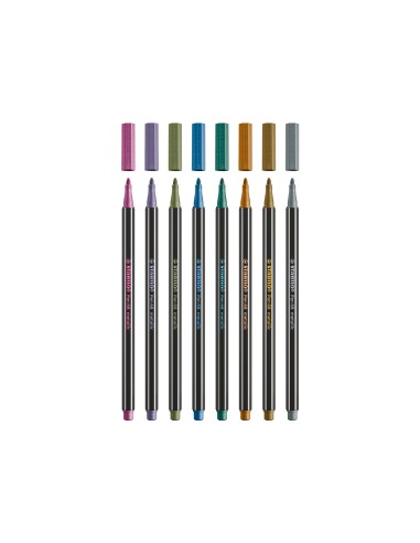 Rotulador stabilo acuarelable pen 68 metalico verde punta gruesa 1mm