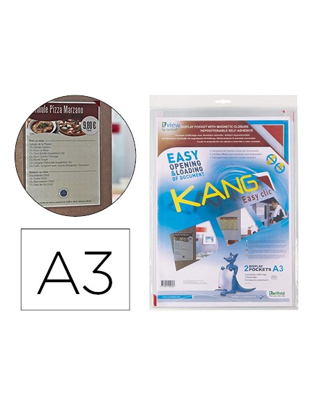 Funda de presentacion tarifold adhesiva removible din a3 con esquina magnetica capacidad para 10 hojas pack