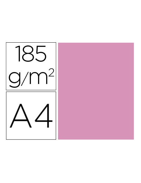 Cartulina guarro din a4 rosa chicle 185 gr paquete de 50 hojas