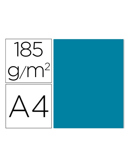 Cartulina guarro din a4 azul caribe 185 gr paquete de 50 hojas
