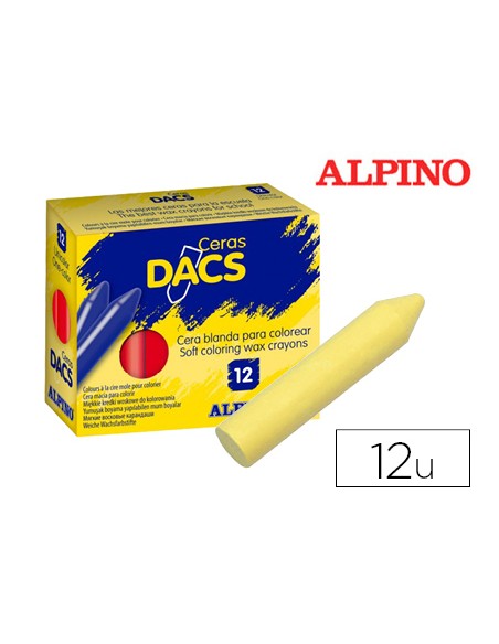 Lapices cera dacs unicolor amarillo claro caja de 12 unidades
