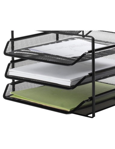 Bandeja clasificadora sobres q connect kf17296 metalica rejilla negra 3 bandejas 300x350x420 mm