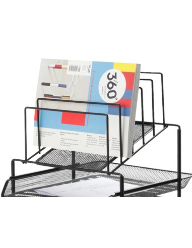 Bandeja clasificadora sobres q connect kf17296 metalica rejilla negra 3 bandejas 300x350x420 mm