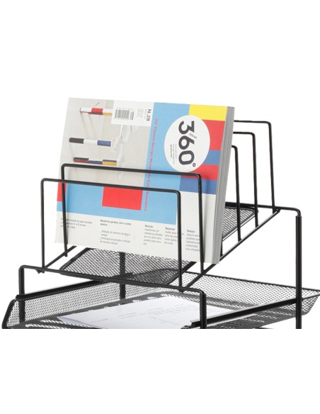 Bandeja clasificadora sobres q connect kf17296 metalica rejilla negra 3 bandejas 300x350x420 mm
