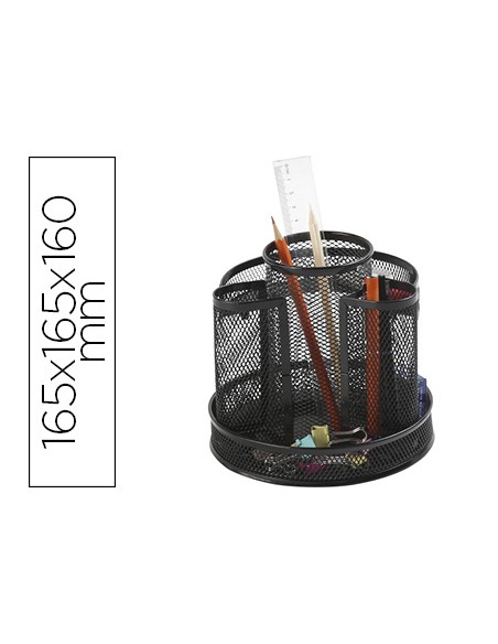 Organizador sobremesa q connect kf17294 metalico giratorio rejilla negra 165x165x160 mm