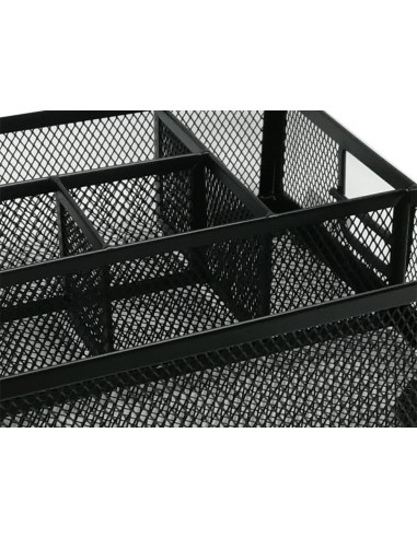 Organizador sobremesa q connect kf17291 bandeja metalica rejilla negra con 6 departamentos 235x183x65 mm