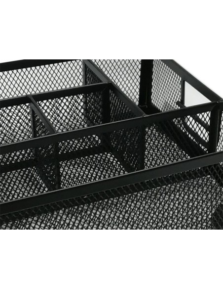 Organizador sobremesa q connect kf17291 bandeja metalica rejilla negra con 6 departamentos 235x183x65 mm