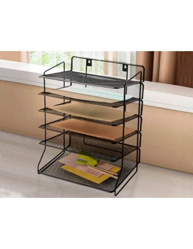 Bandeja sobremesa q connect kf17289 metalica rejilla negra 6 bandejas 325x230x390 mm