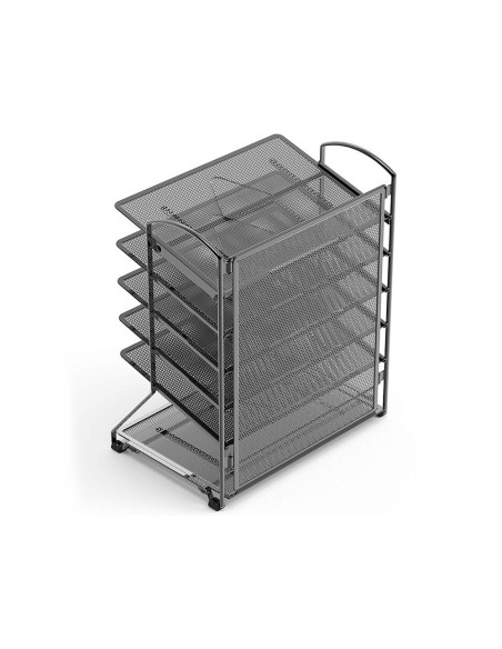 Bandeja sobremesa q connect kf17289 metalica rejilla negra 6 bandejas 325x230x390 mm