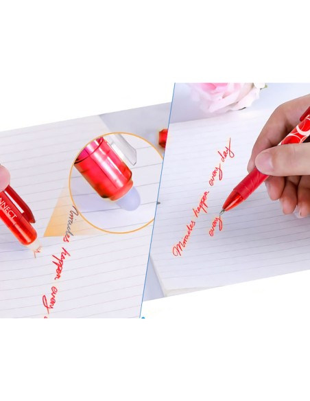 Boligrafo q connect retractil borrable 07 mm color rojo