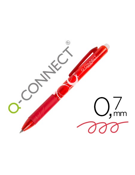 Boligrafo q connect retractil borrable 07 mm color rojo