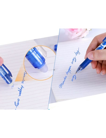 Boligrafo q connect retractil borrable 07 mm color azul