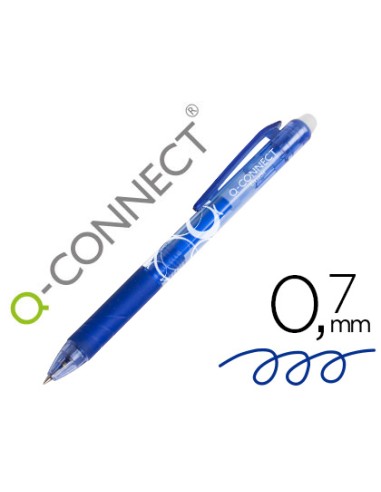 Boligrafo q connect retractil borrable 07 mm color azul