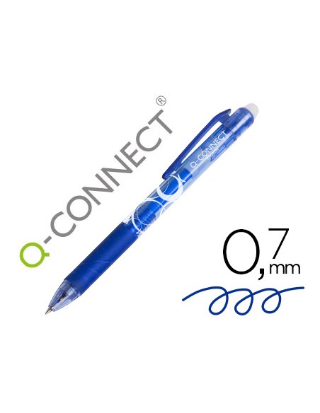Boligrafo q connect retractil borrable 07 mm color azul