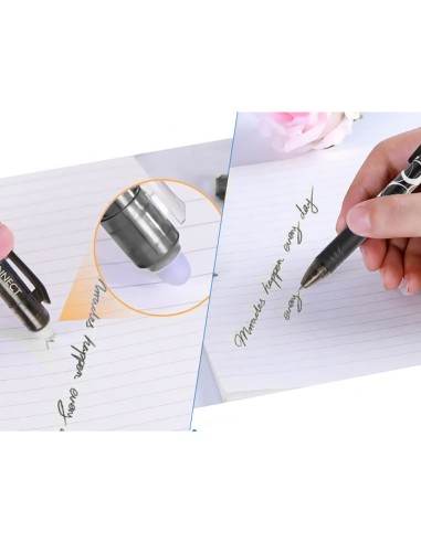 Boligrafo q connect retractil borrable 07 mm color negro