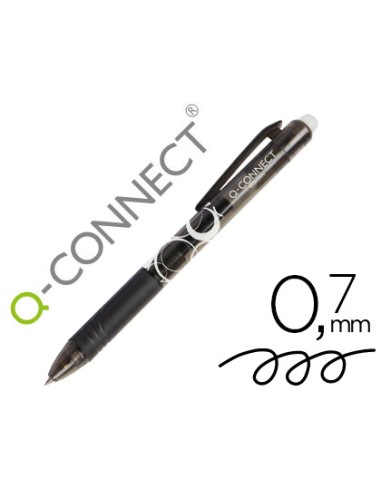 Boligrafo q connect retractil borrable 07 mm color negro