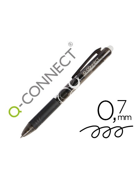 Boligrafo q connect retractil borrable 07 mm color negro