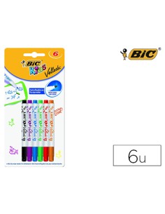 Rotulador bic kids velleda para pizarra blister de 6 colores surtidos