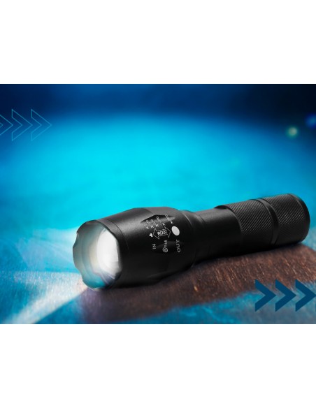 Linterna q connect telescopica aluminio 5w modo alumbrado alto medio bajo estroboscopio sosapagado 3 pilas aaa