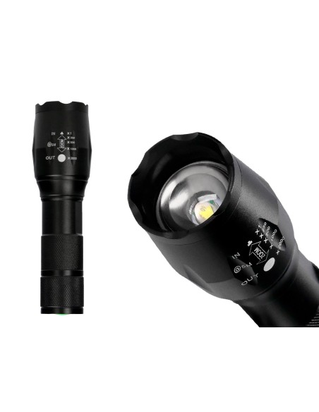 Linterna q connect telescopica aluminio 5w modo alumbrado alto medio bajo estroboscopio sosapagado 3 pilas aaa