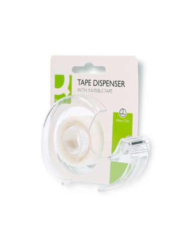 Cinta adhesiva q connect invisible 75 mt x 19 mm con portarrollo en blister