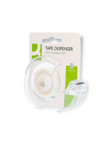 Cinta adhesiva q connect invisible 75 mt x 19 mm con portarrollo en blister