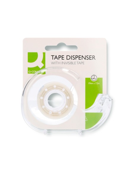 Cinta adhesiva q connect invisible 75 mt x 19 mm con portarrollo en blister