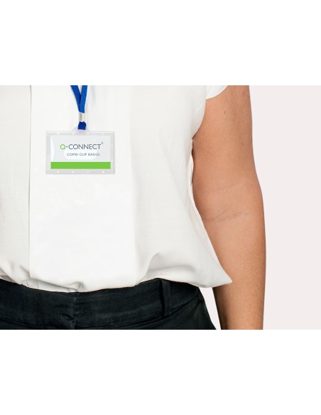 Identificador q connect kf17112 con cordon plano azul y apertura lateral 94x60 mm