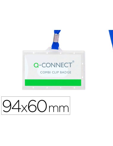 Identificador q connect kf17112 con cordon plano azul y apertura lateral 94x60 mm