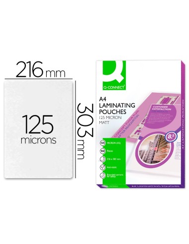 Bolsa de plastificar q connect 303 x 216 mm din a4 125 mc autoadhesivas caja de 100 unidades
