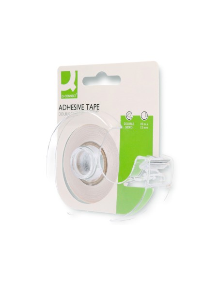 Cinta adhesiva q connect doble cara 10 mt x 12 mm en portarrollos