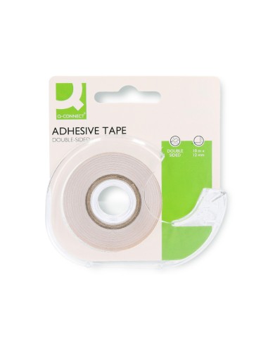 Cinta adhesiva q connect doble cara 10 mt x 12 mm en portarrollos