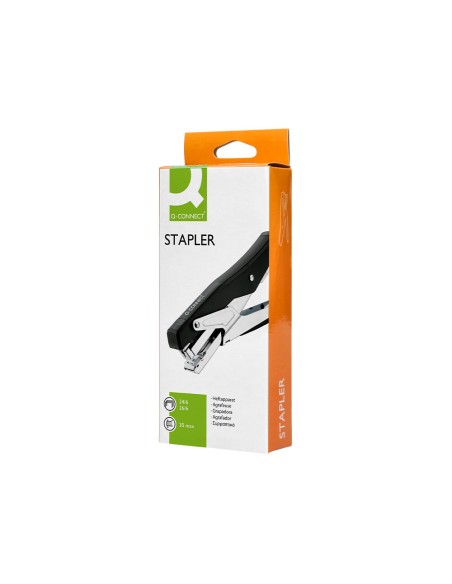 Grapadora q connect metalizada y negra de tenaza tacto suave capacidad 25 hojas usa grapas 24 6 y 26 6