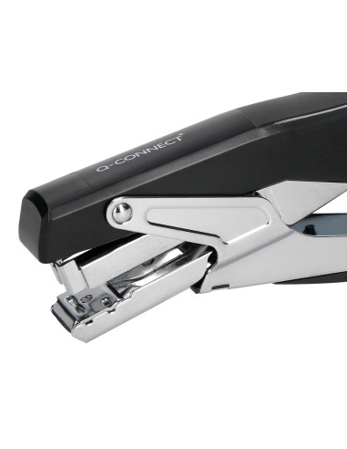 Grapadora q connect metalizada y negra de tenaza tacto suave capacidad 25 hojas usa grapas 24 6 y 26 6