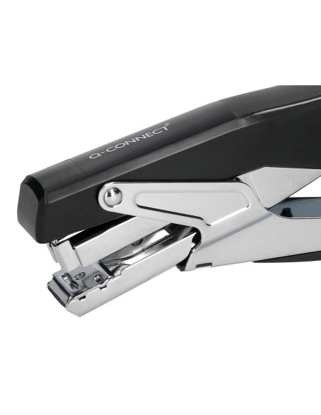 Grapadora q connect metalizada y negra de tenaza tacto suave capacidad 25 hojas usa grapas 24 6 y 26 6