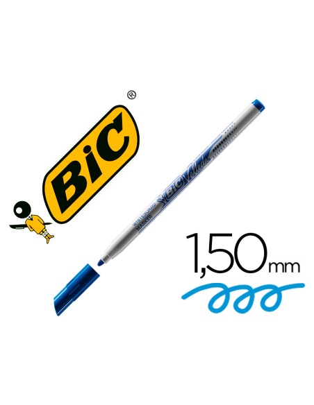 Rotulador bic velleda fino para pizarra azul punta redonda 1 mm