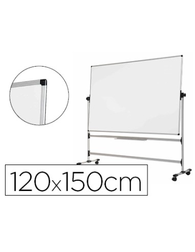 Pizarra blanca bi office blanca de acero vitrifricado volteable doble cara 120x150 cm