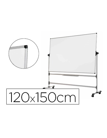 Pizarra blanca bi office blanca de acero vitrifricado volteable doble cara 120x150 cm