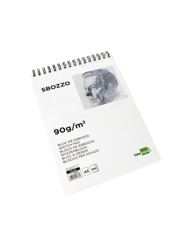 Bloc dibujo liderpapel esbozos espiral a3 297x420mm 100 hojas 90gr m2 sin recuadro